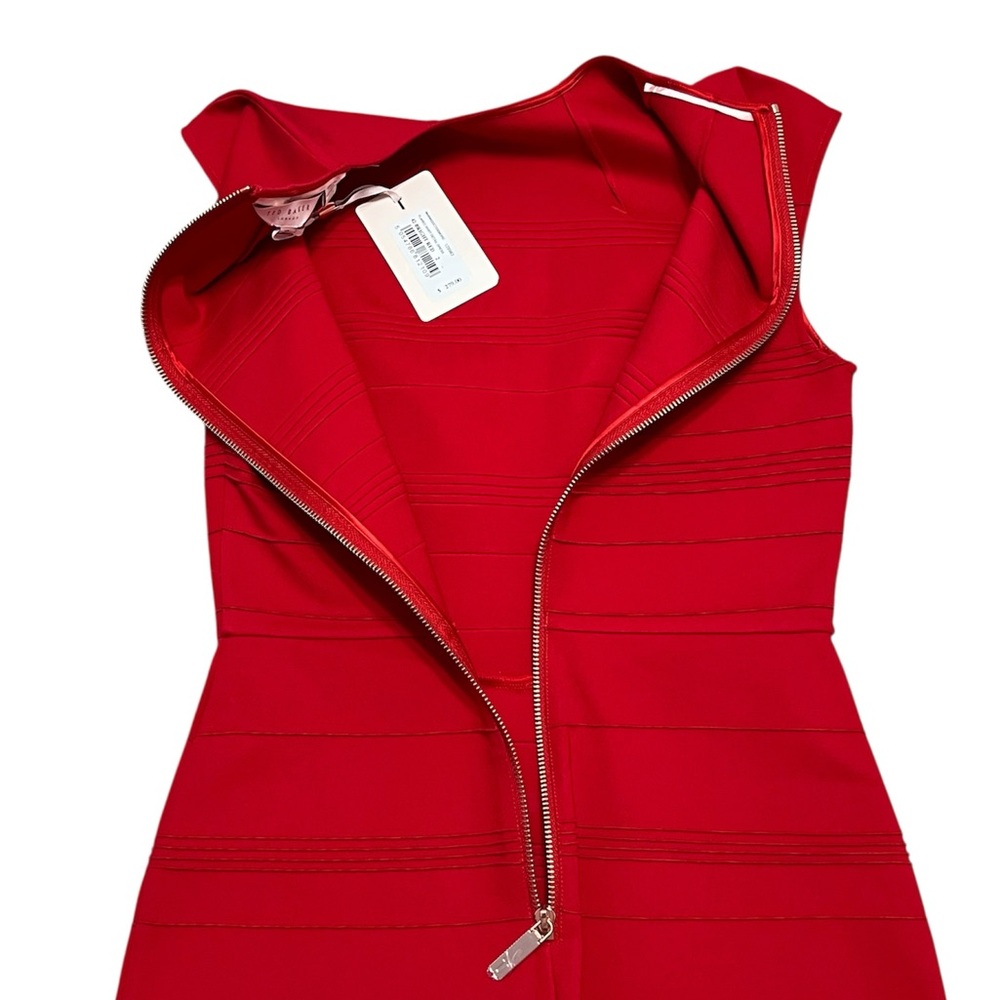 NWT TED BAKER LONDON flared skirt detail dress in bright red size 2 (USA size 6) - Picture 8 of 12